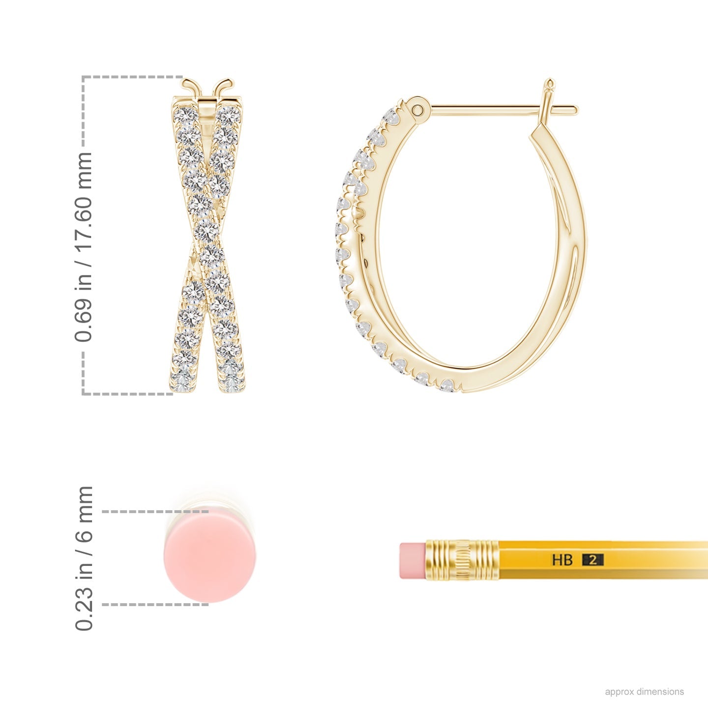 Pave-Set Round Natural Diamond Criss Cross Hoop Earrings