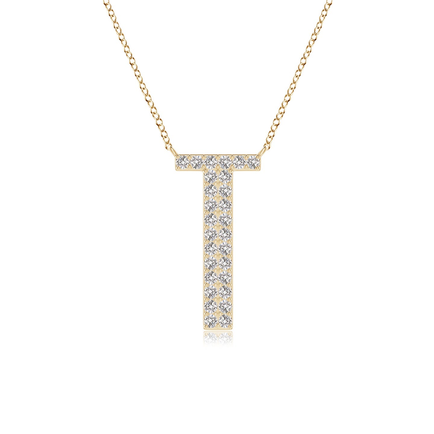 Modern Deco Diamond Capital "T" Initial Pendant