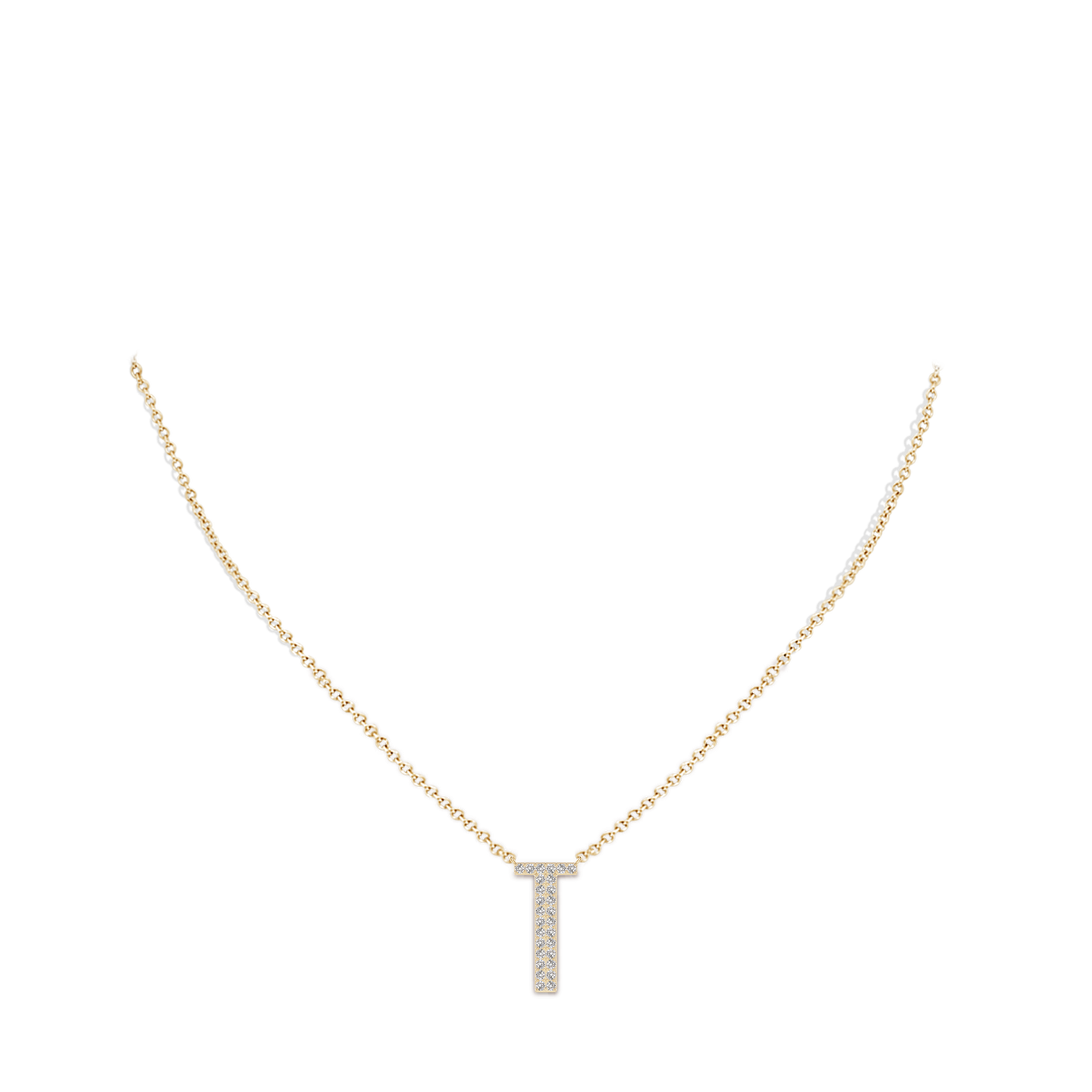 Modern Deco Diamond Capital "T" Initial Pendant
