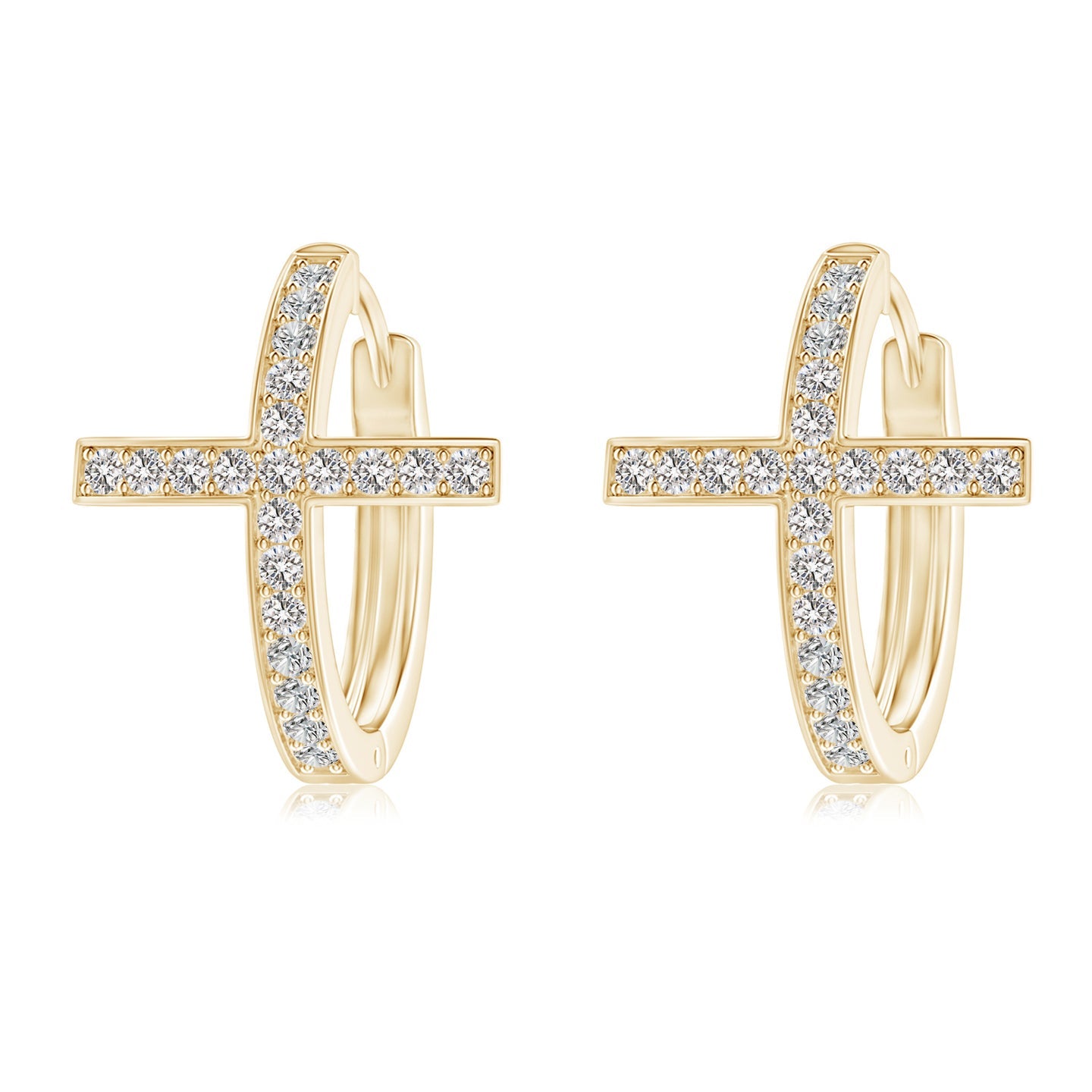 Pave-Set Diamond Cross Hoop Earrings