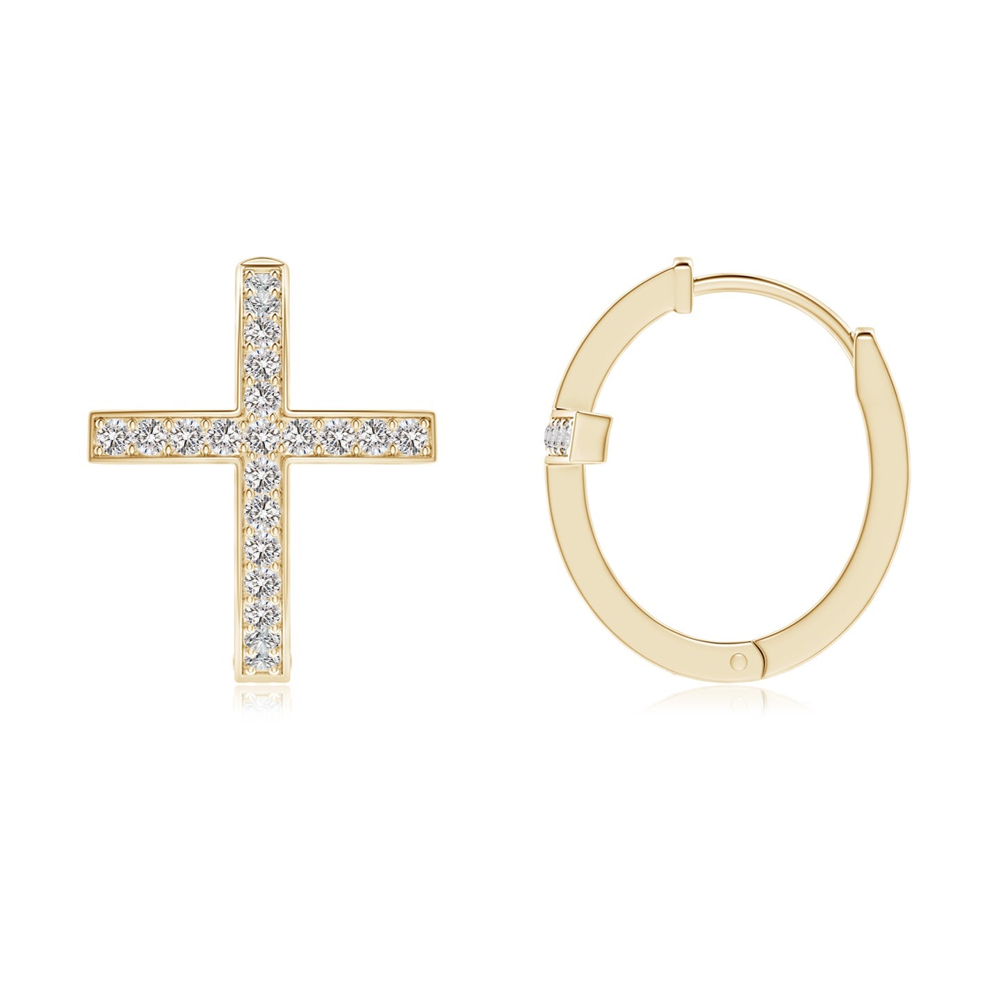 Pave-Set Diamond Cross Hoop Earrings
