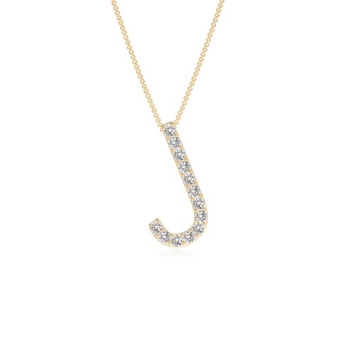 Prong-Set Diamond Capital "J" Initial Pendant
