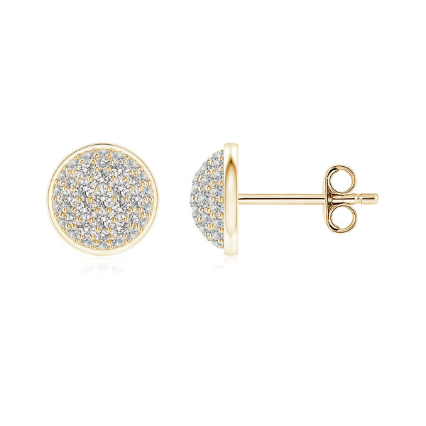 Pave-Set Round Diamond Cluster Stud Earrings