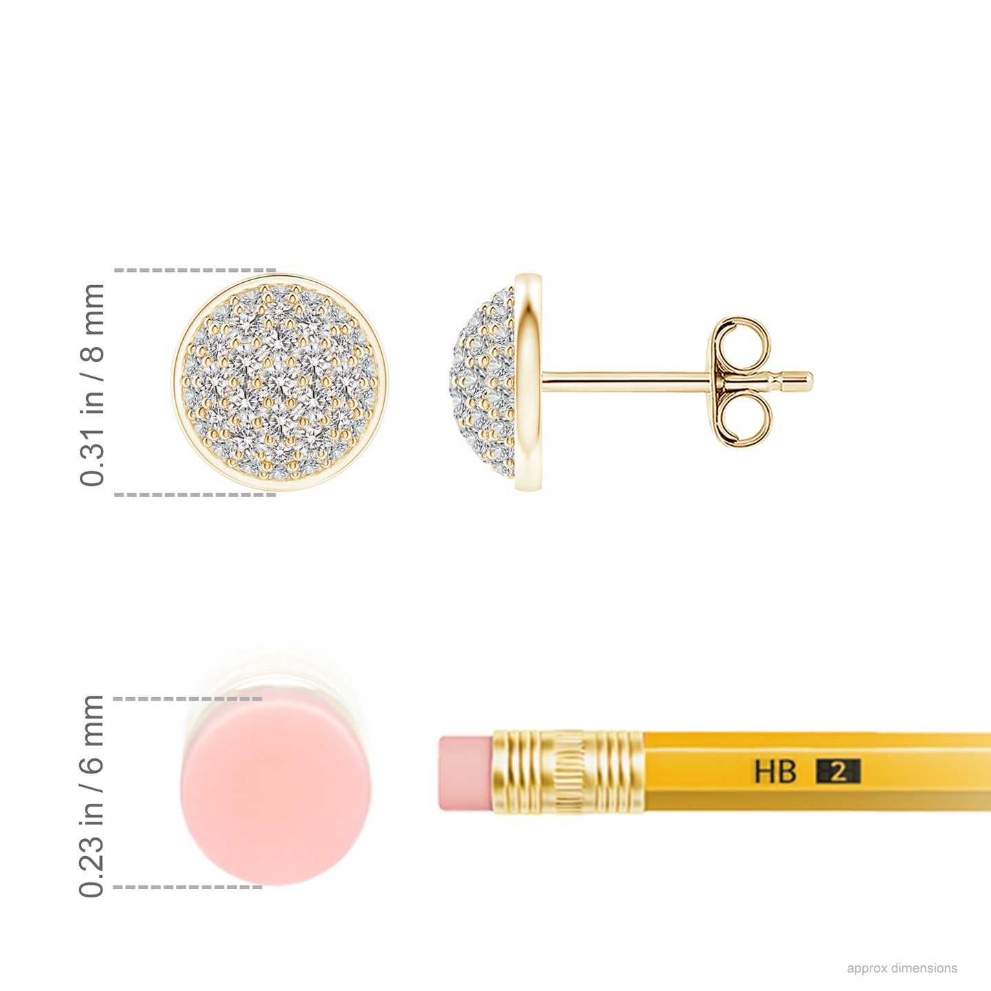 Pave-Set Round Diamond Cluster Stud Earrings