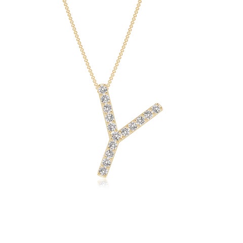 Prong-Set Diamond Capital "Y" Initial Pendant