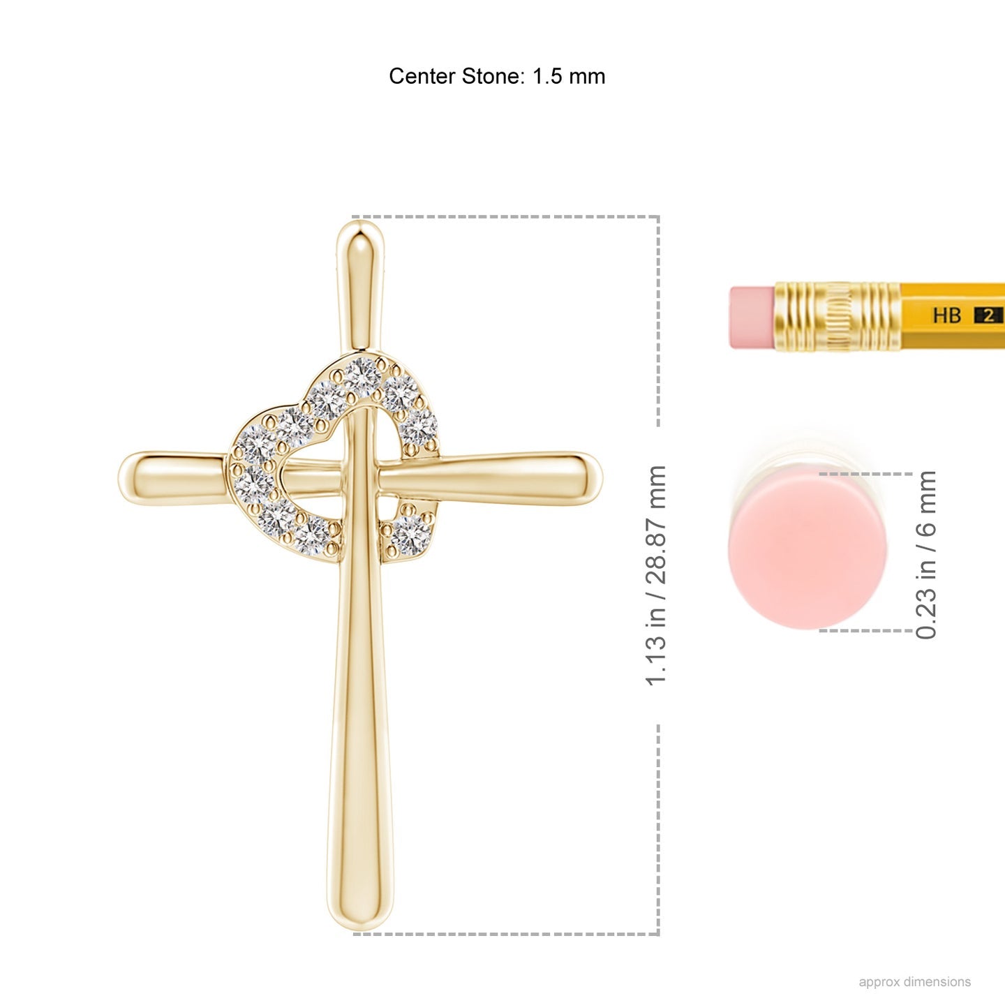 Cross Pendant With Diamond Heart
