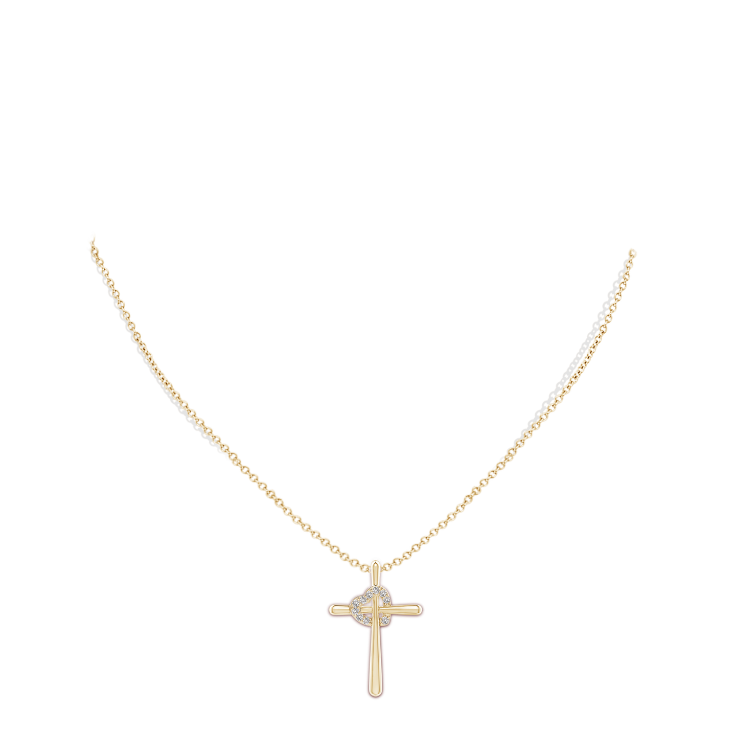 Cross Pendant With Diamond Heart