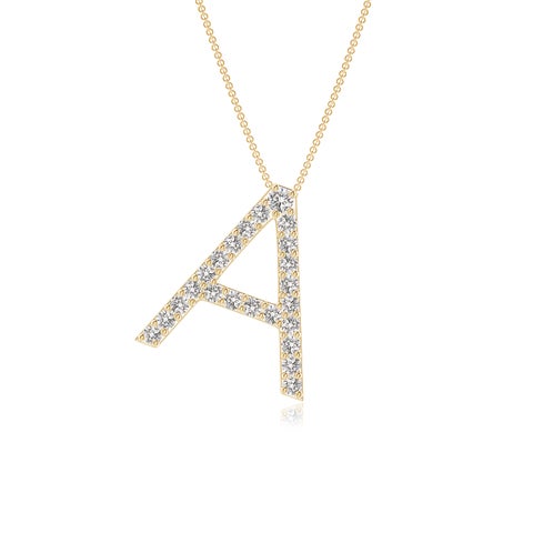 Prong-Set Diamond Capital "A" Initial Pendant