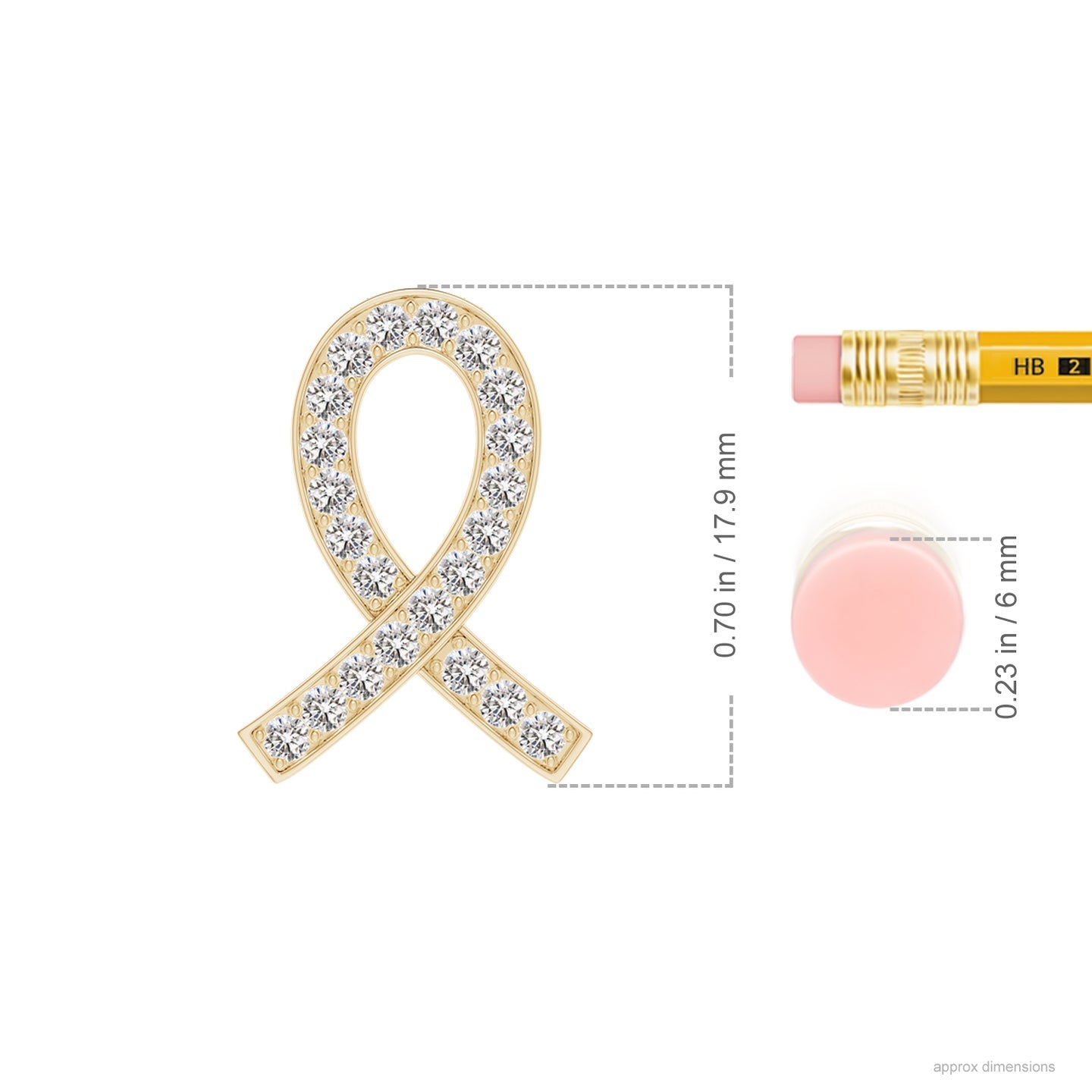 Pave-Set Diamond Awareness Ribbon Pendant