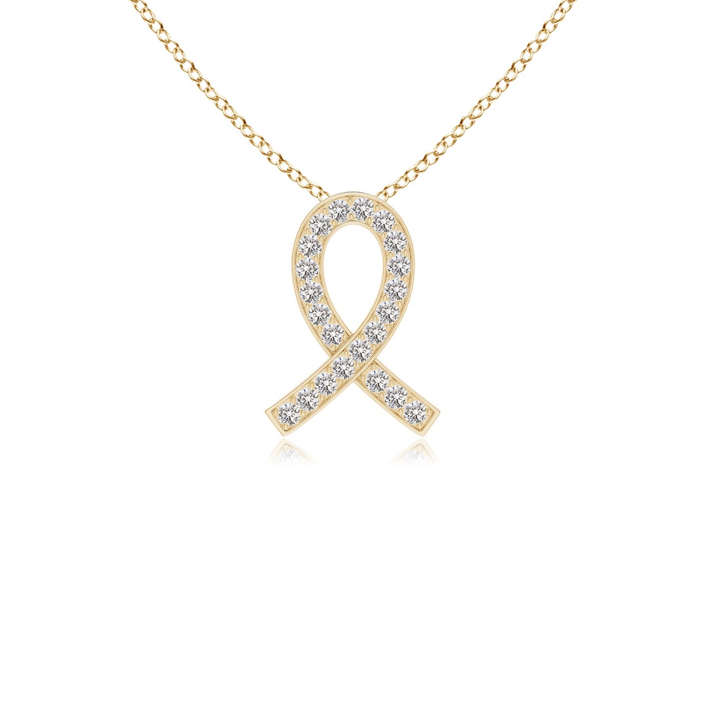 Pave-Set Diamond Awareness Ribbon Pendant