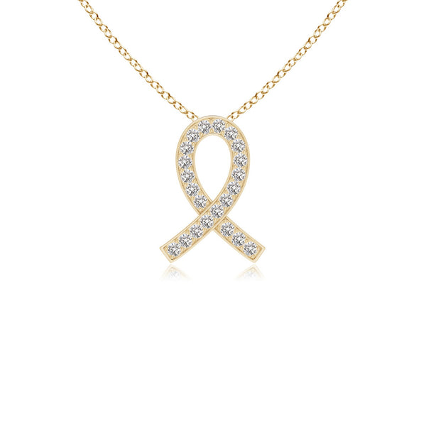Pave-Set Diamond Awareness Ribbon Pendant