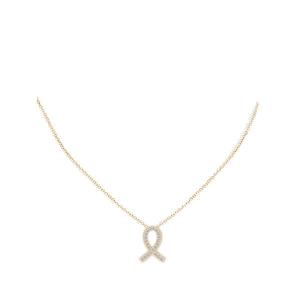 Pave-Set Diamond Awareness Ribbon Pendant