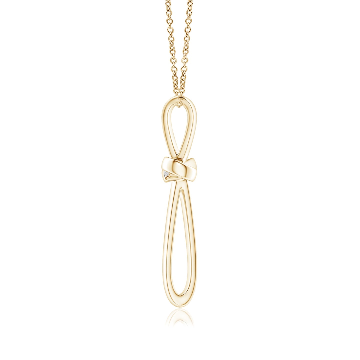 Prong-Set Round Diamond Ribbon Twist Cross Pendant