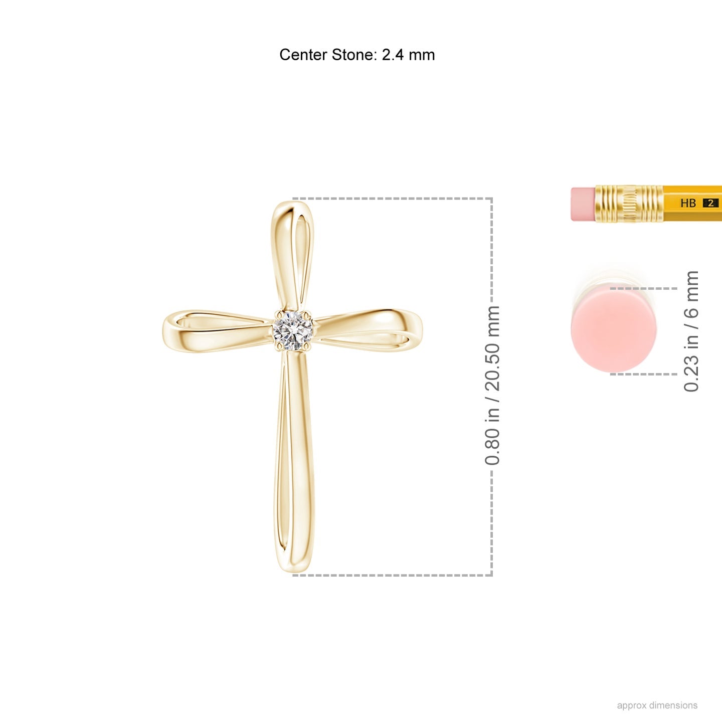 Prong-Set Round Diamond Ribbon Twist Cross Pendant