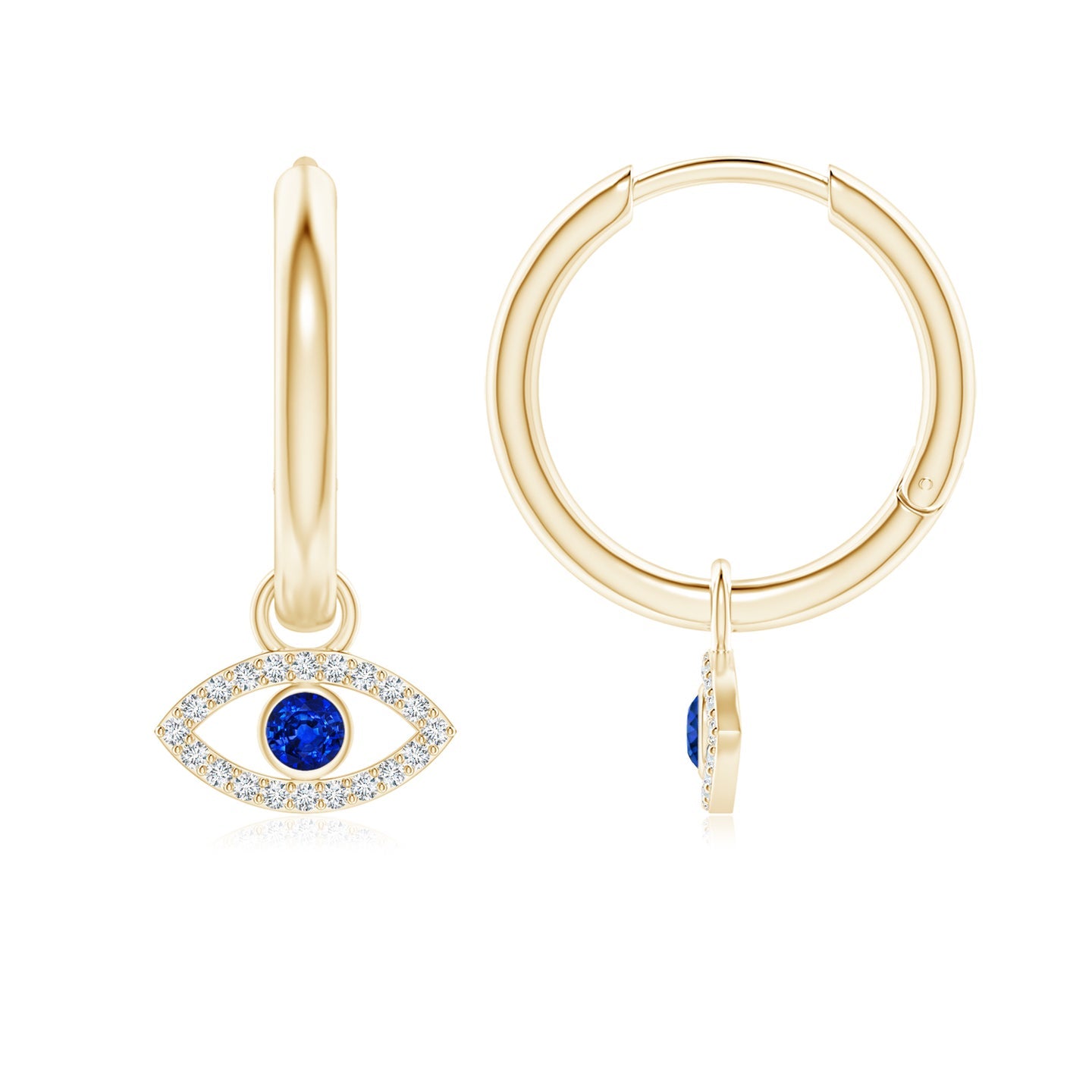 Sapphire Evil Eye Hinged Hoop Earrings With Diamonds