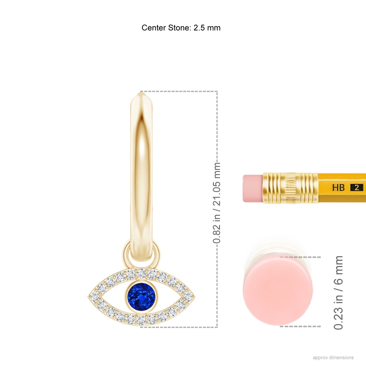 Sapphire Evil Eye Hinged Hoop Earrings With Diamonds