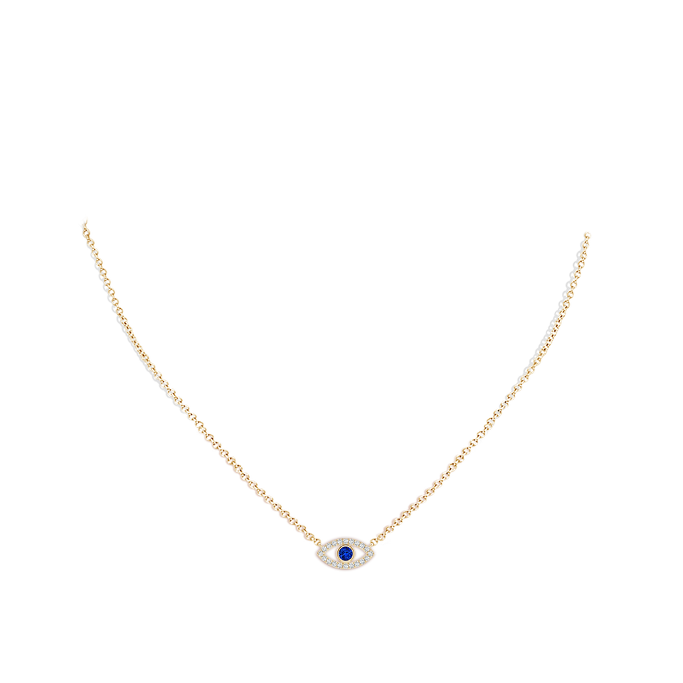 Blue Sapphire Evil Eye Pendant with Diamond Accents