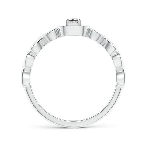 Princess-Cut Diamond Cushion Halo Promise Ring With Infinity Heart-Motifs