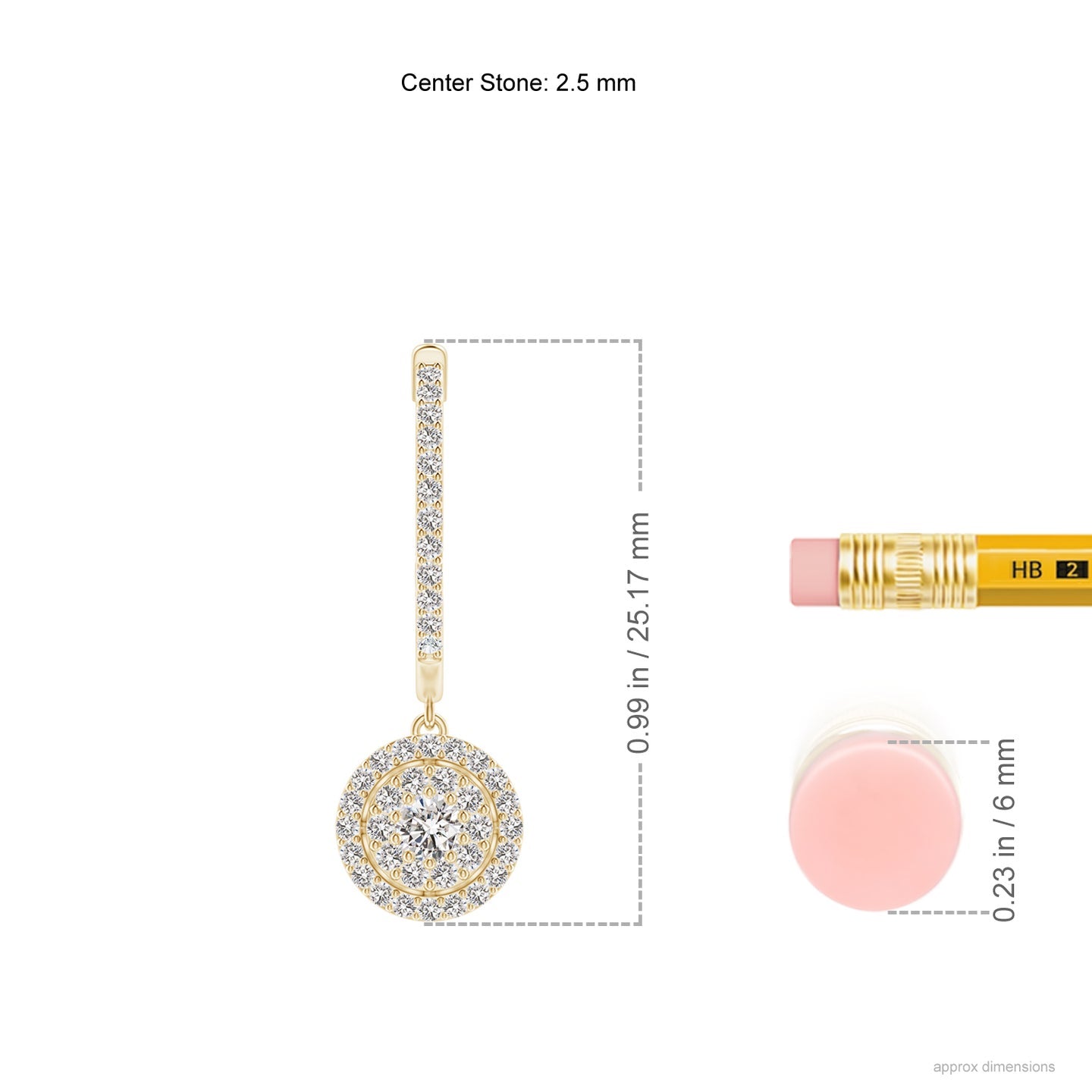Round Diamond Cluster Halo Hoop Drop Earrings