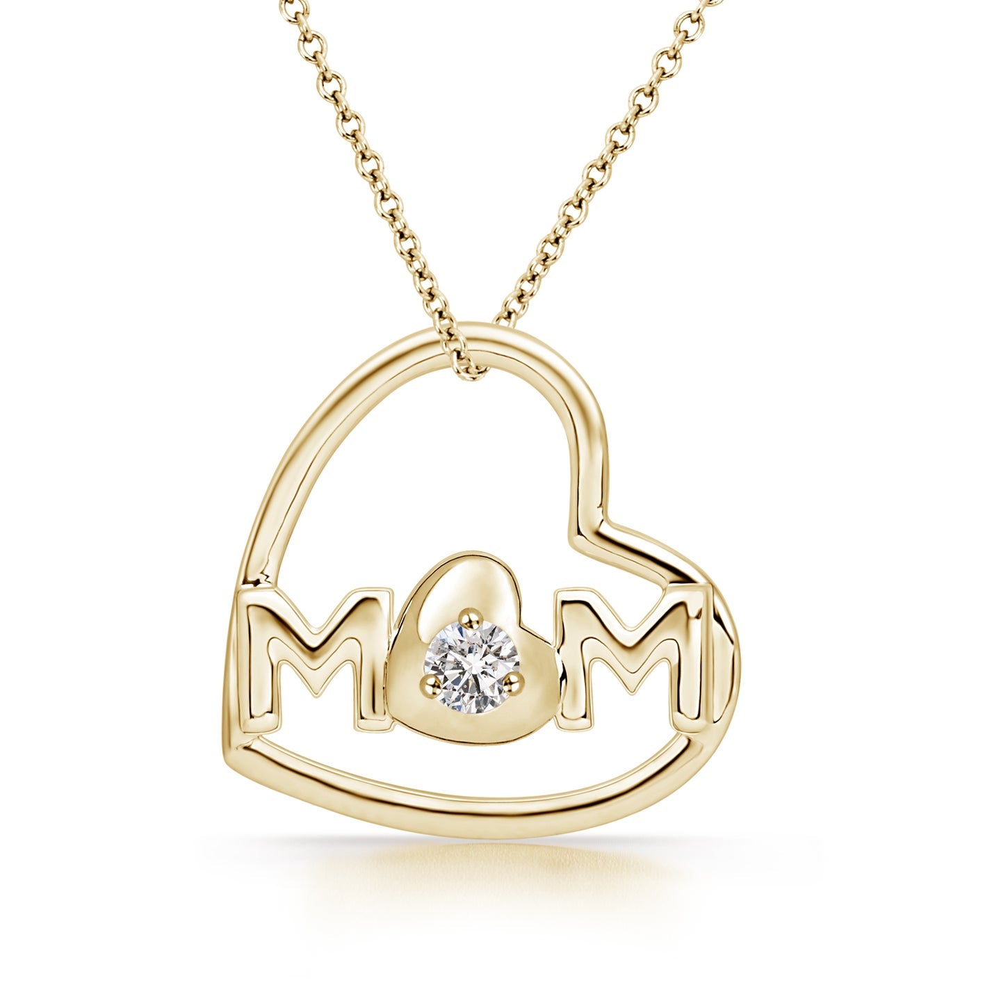 Tilted Heart 'Mom' Diamond Pendant