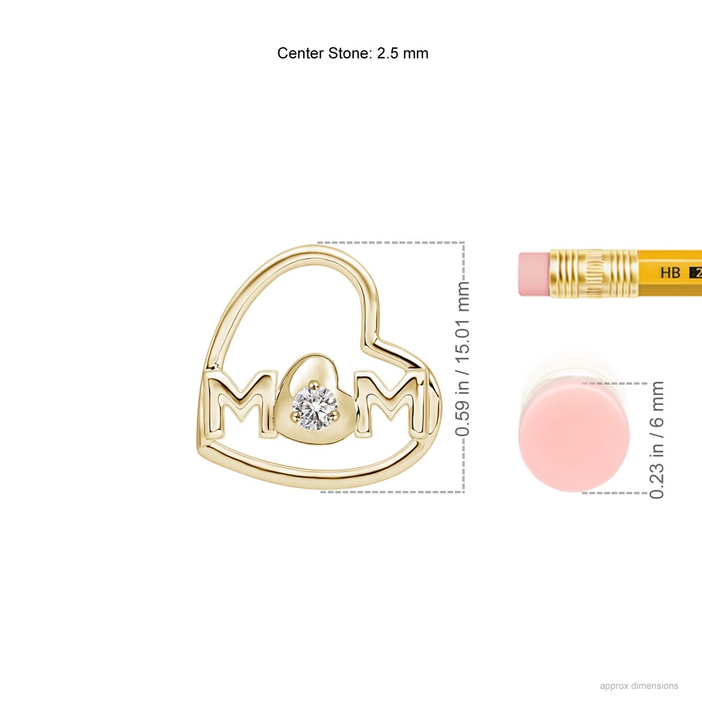 Tilted Heart 'Mom' Diamond Pendant