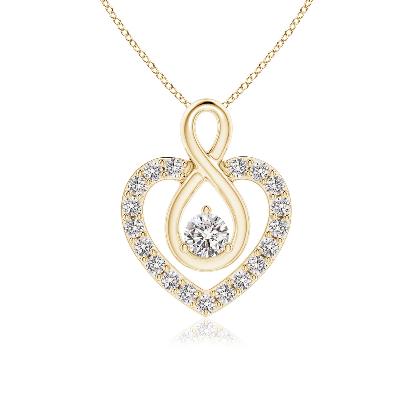 Diamond Heart Pendant with Infinity Loop
