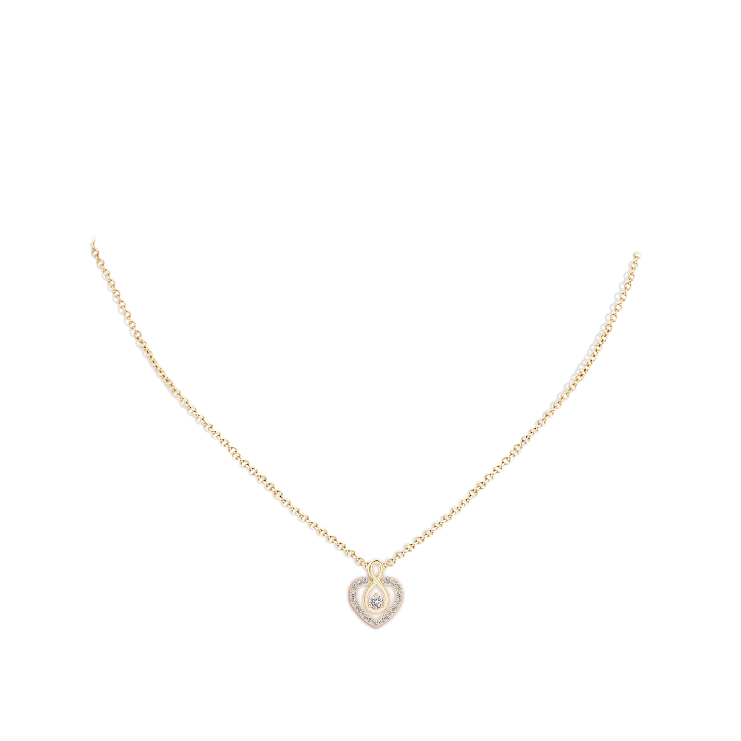 Diamond Heart Pendant with Infinity Loop