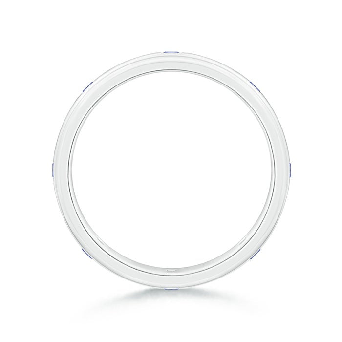 Square Sapphire Low Dome Comfort Fit Wedding Ring For Him