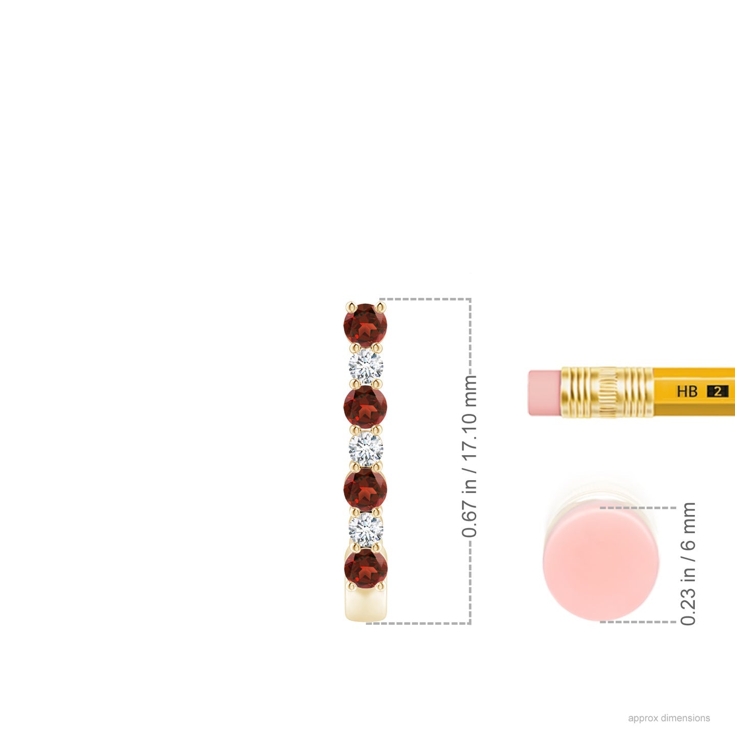 Garnet And Diamond J-Hoop Earrings