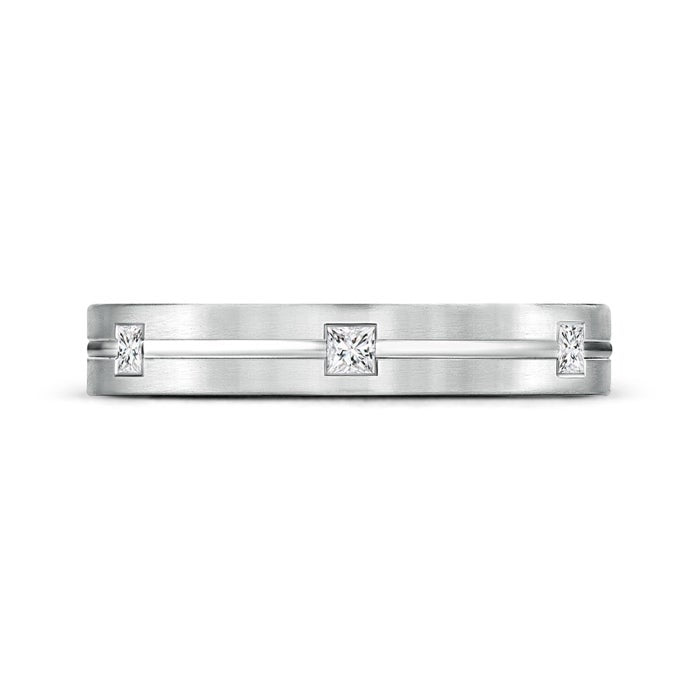 Satin Finish Gypsy Set Diamond Wedding Ring For Men