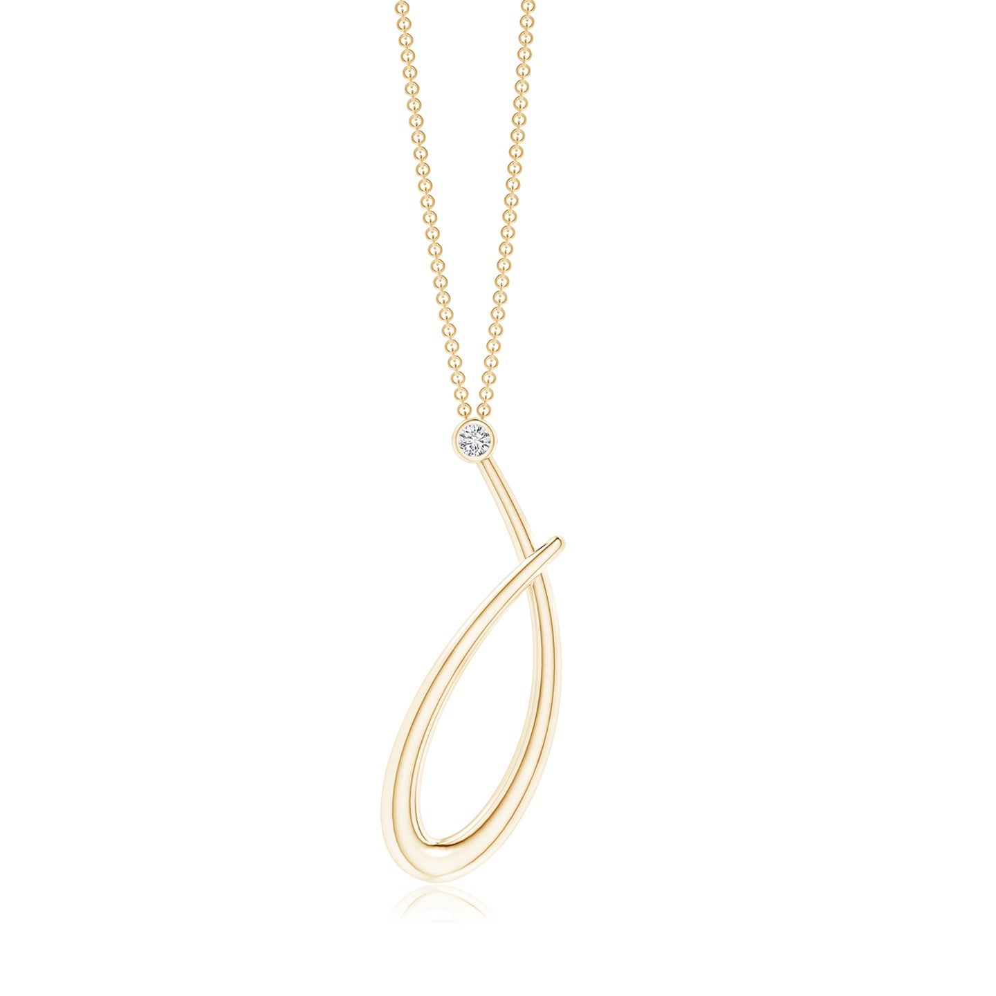 Bezel Set Diamond Lowercase "J" Initial Pendant