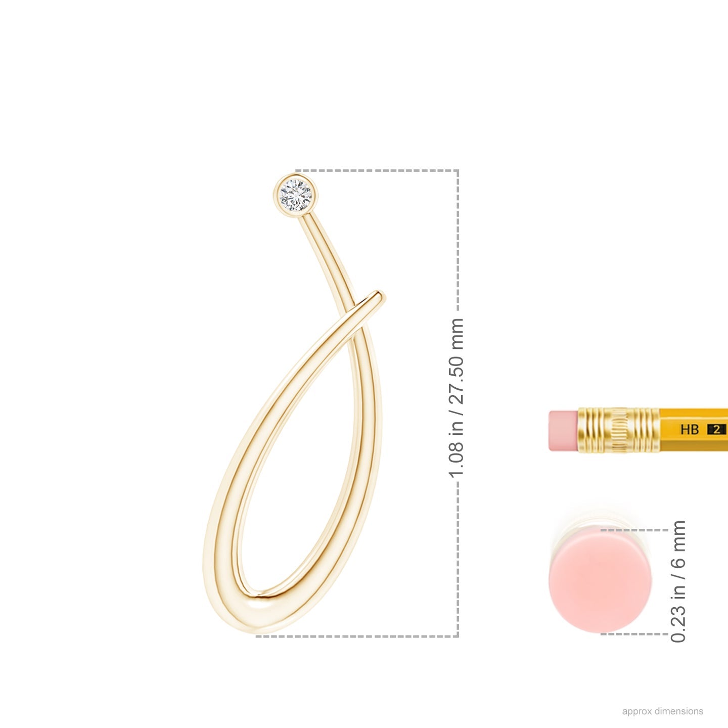Bezel Set Diamond Lowercase "J" Initial Pendant