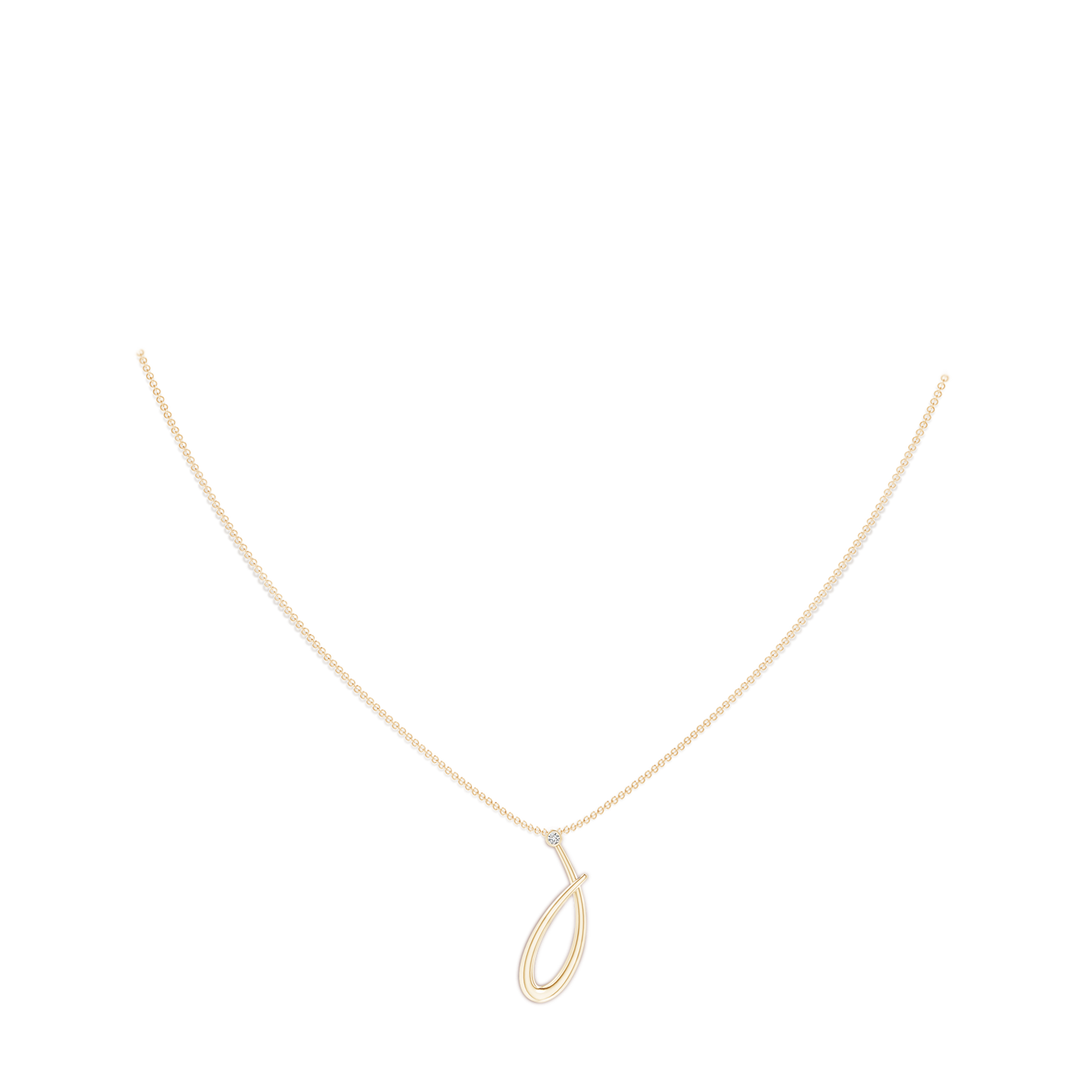 Bezel Set Diamond Lowercase "J" Initial Pendant