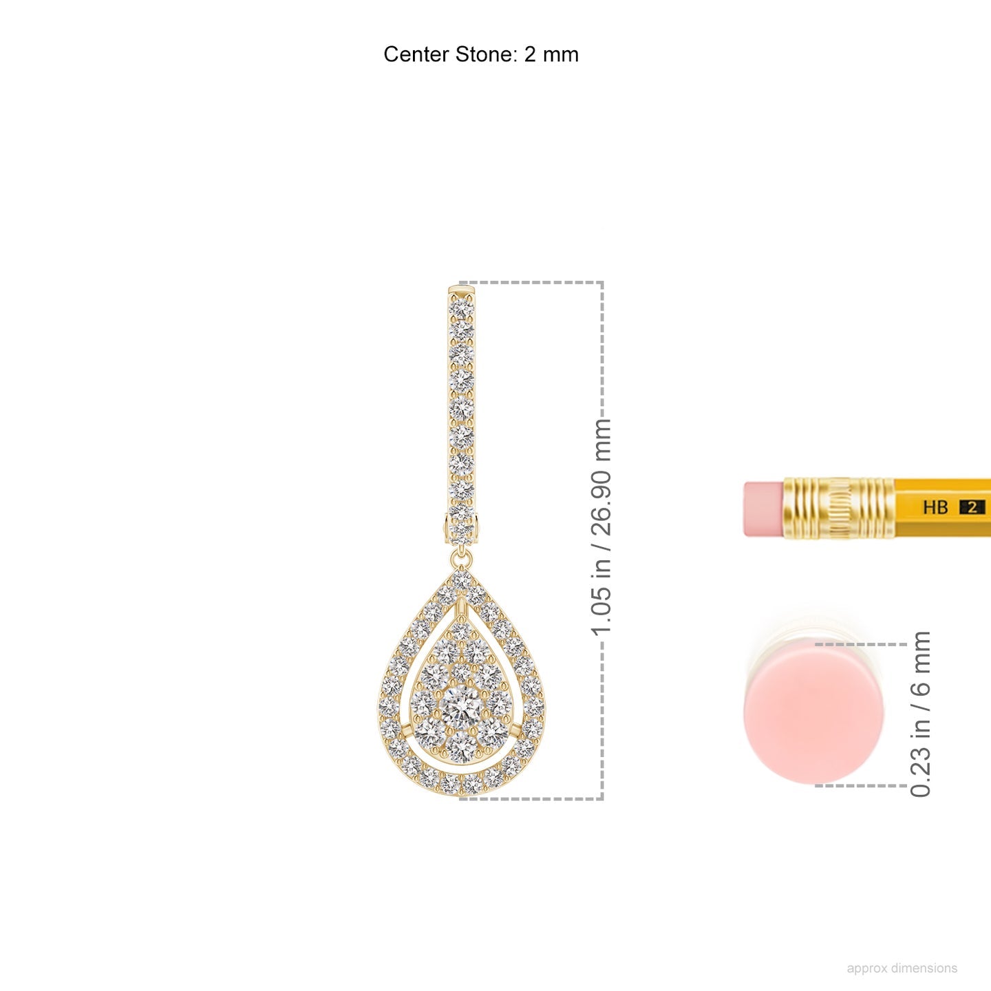 Floating Drop Diamond Cluster Halo Hoop Earrings