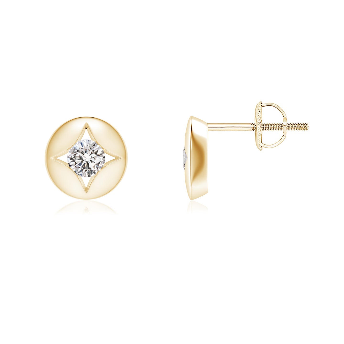 Channel-Set Diamond Solitaire Round Stud Earrings
