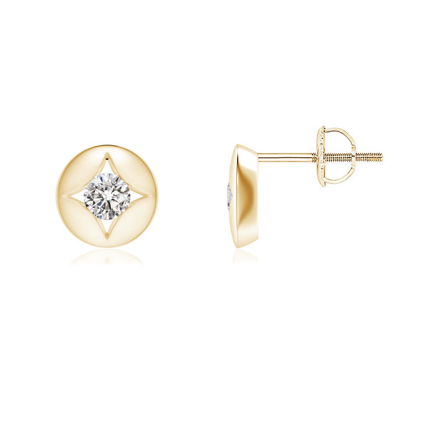 Channel-Set Diamond Solitaire Round Stud Earrings