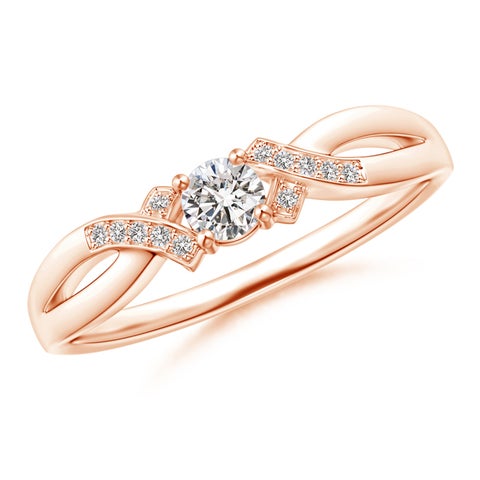Solitaire Diamond Criss-Cross Ring