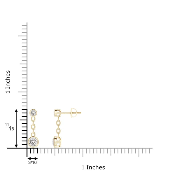 Bezel-Set Natural Diamond Yard Chain Drop Earrings