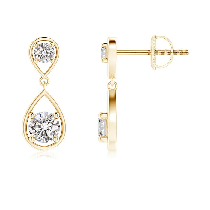 Two Stone Natural Diamond Drop Earrings