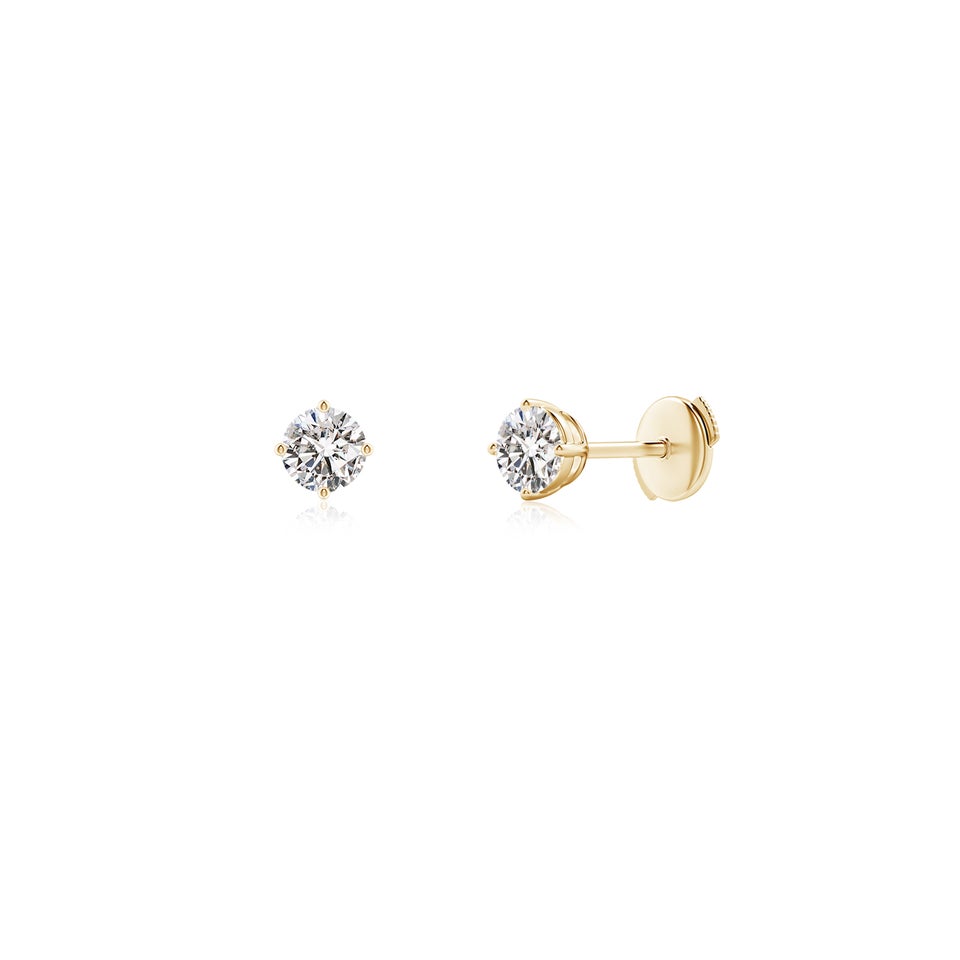 Basket-Set Solitaire Diamond Stud Earrings