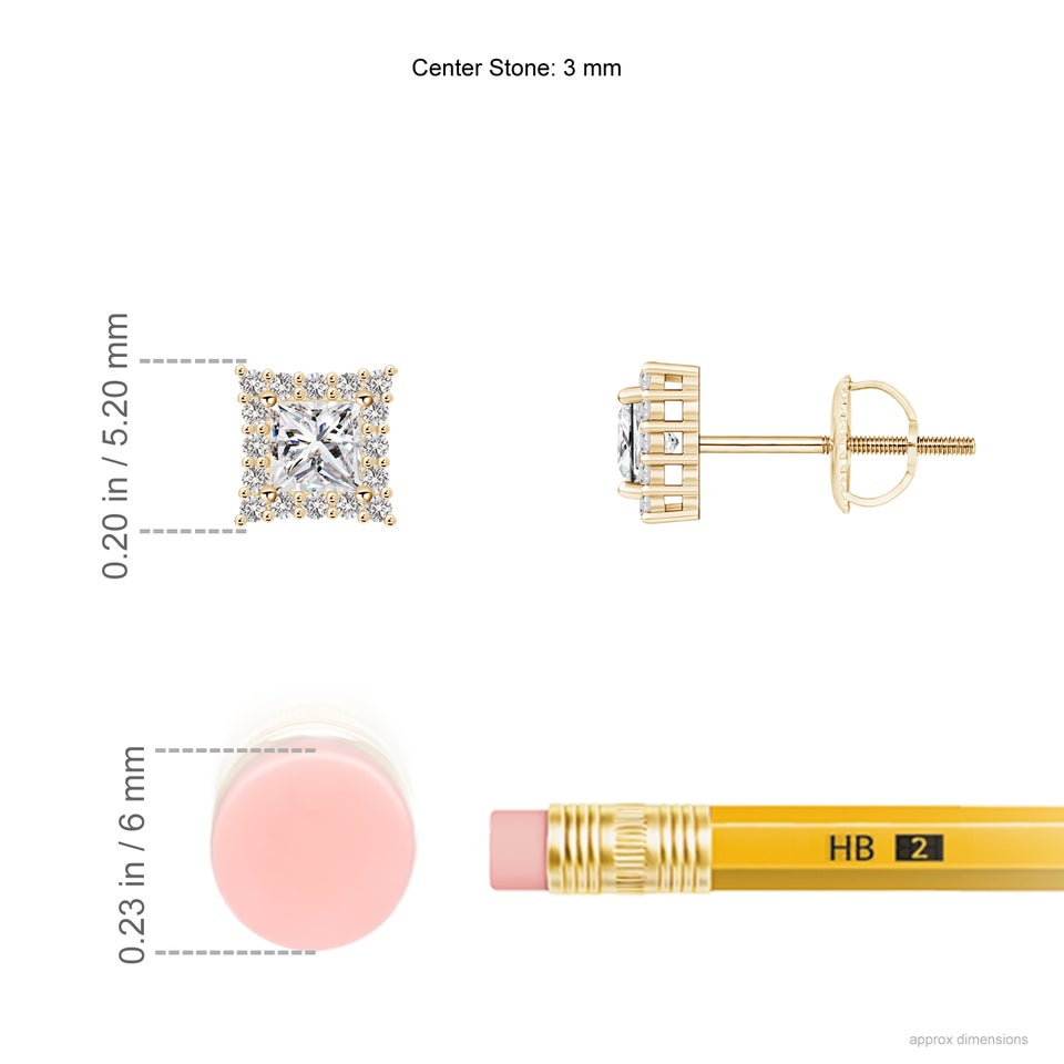 Princess-Cut Diamond Halo Stud Earrings