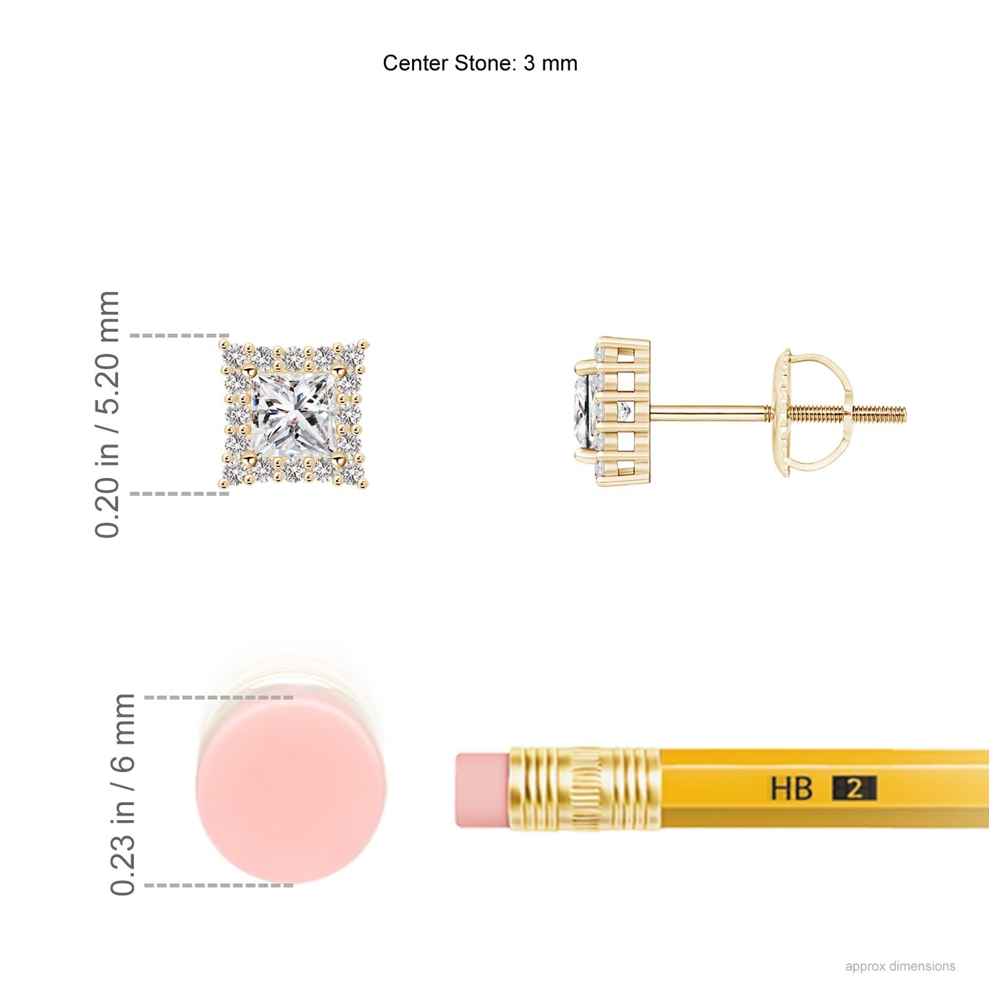 Princess-Cut Diamond Halo Stud Earrings