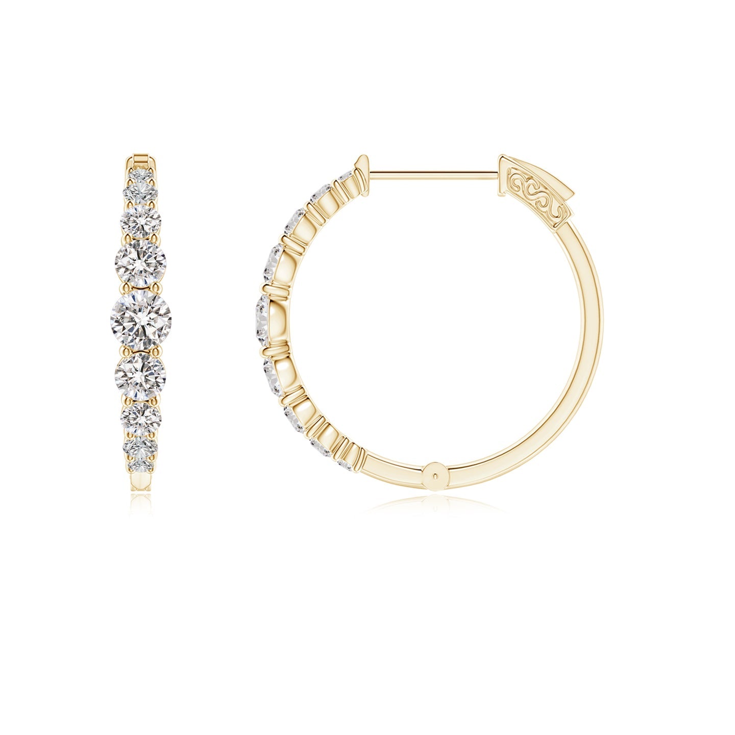Graduated Diamond Hoop Earrings
