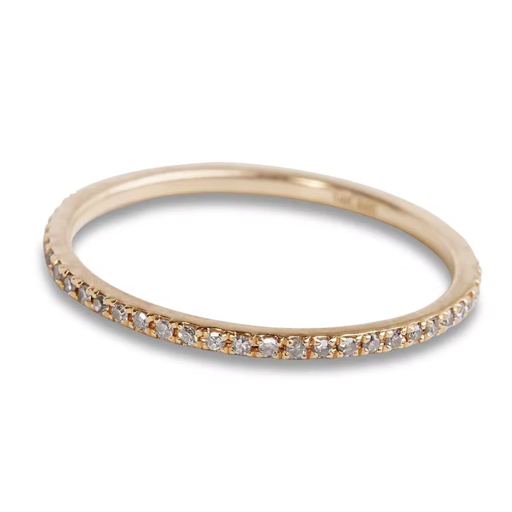 14K Solid Gold Thin Diamond Eternity Band