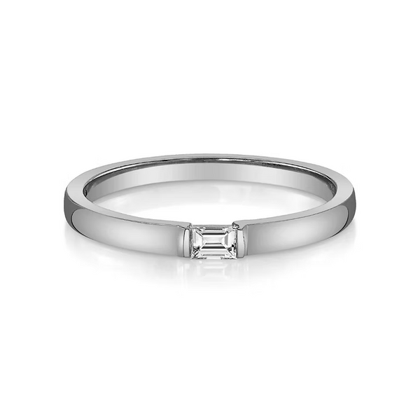 14K Solid Gold Single Diamond Band