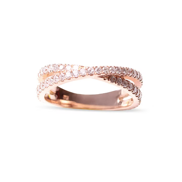 14K Solid Gold Carolina Criss Cross Diamond Band