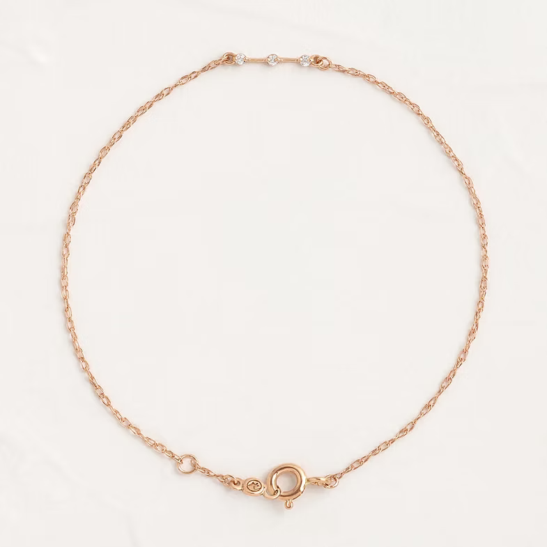 14K Solid Gold Petite Natural Diamond Distance Bracelet