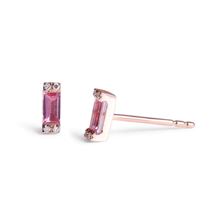 14K Solid Gold Maizey Diamond and Pink Sapphire Earrings | The Karat Store