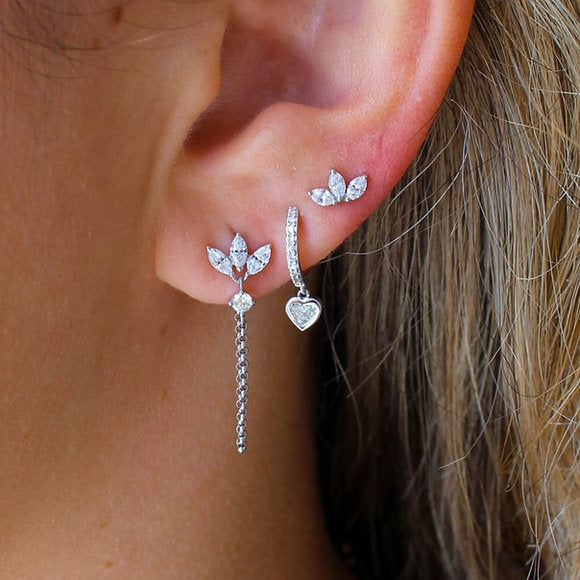 18K Solid Gold Diamond Lotus Earring | The Karat Store