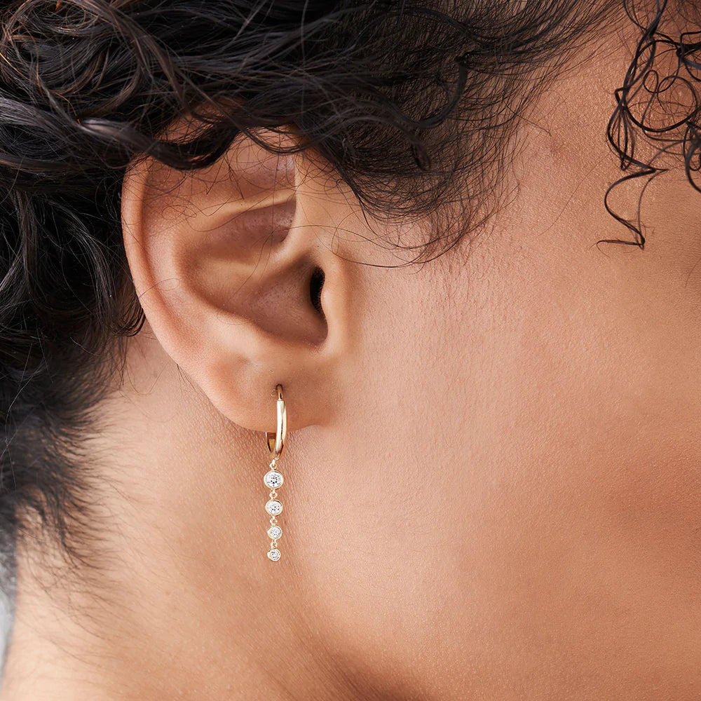 14K Solid Gold Dangling Diamond Drop Earrings | The Karat Store